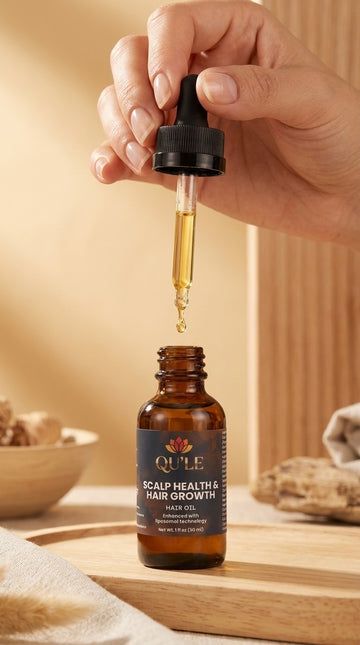 QU'LE Hair Oil for Scalp Health and Hair Growth - Natural Oils, Vitamins A, C, E, Niacinamide - Promotes Scalp Health, Hair Growth, Hydration, and Follicle Fortification - 1 fl oz